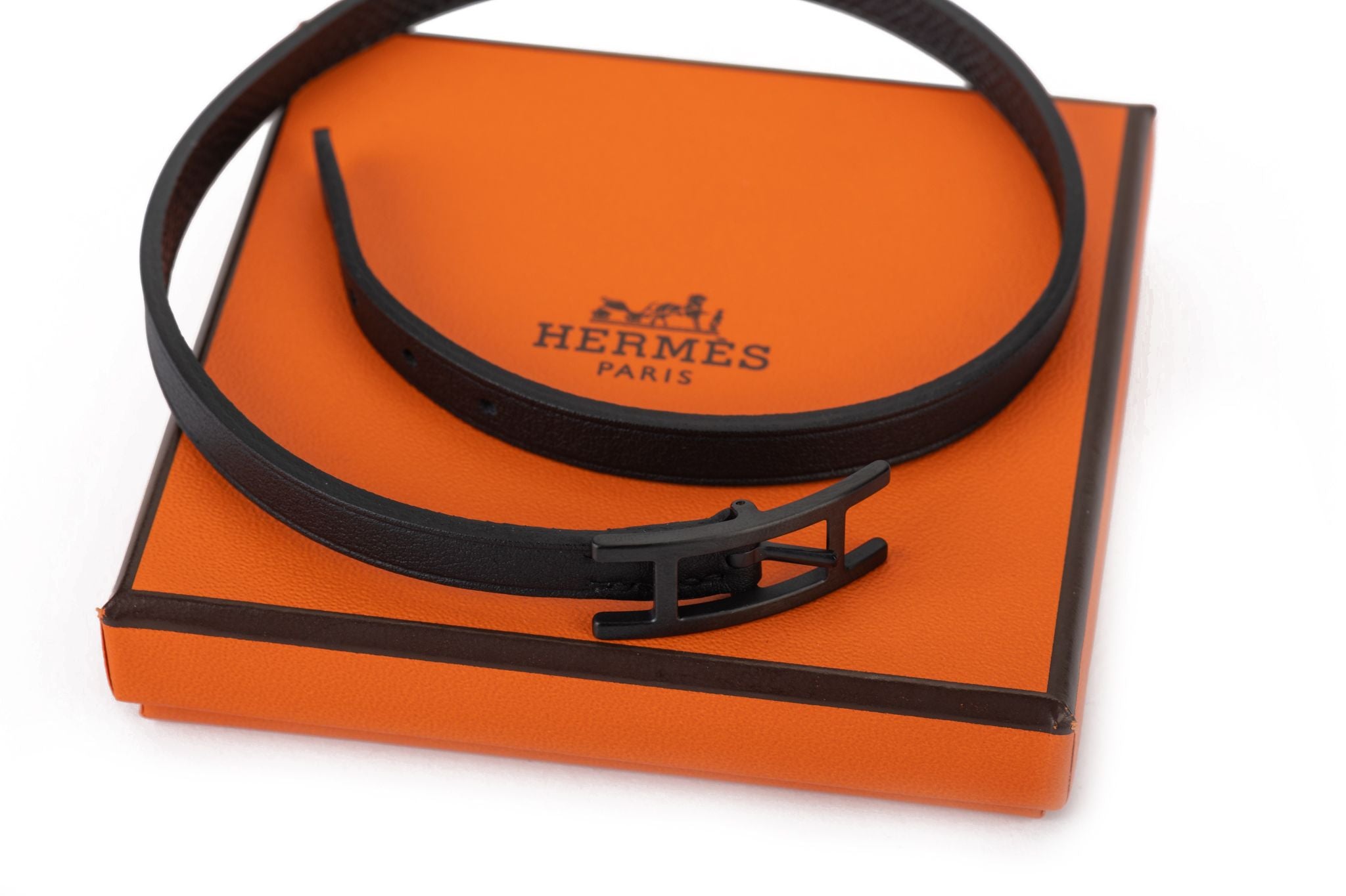 Hapi leather bracelet Hermès Black in Leather - 38763474